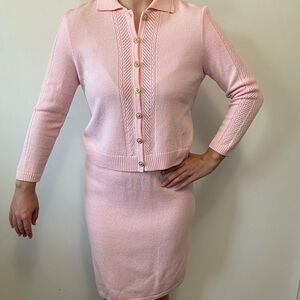 St. John Light Pink Knit Skirt Set